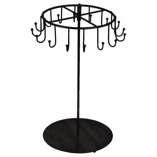 Rotating Earring Metal Rack Displays — 15 Hooks — 8 1/2 x 14" H — Black