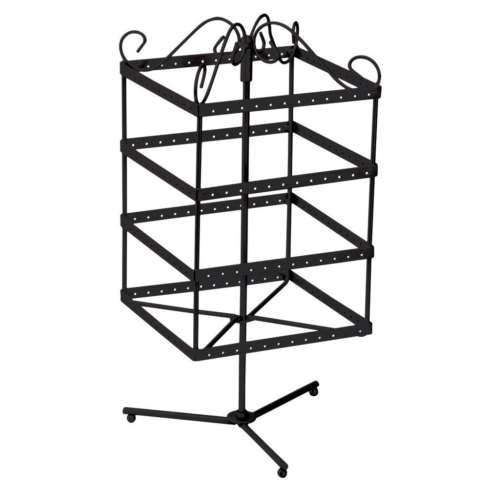 Black Metal Tabletop Spinner — Square, 96 Pr — 6 1/2 x 6 1/2 x 14" H — Black