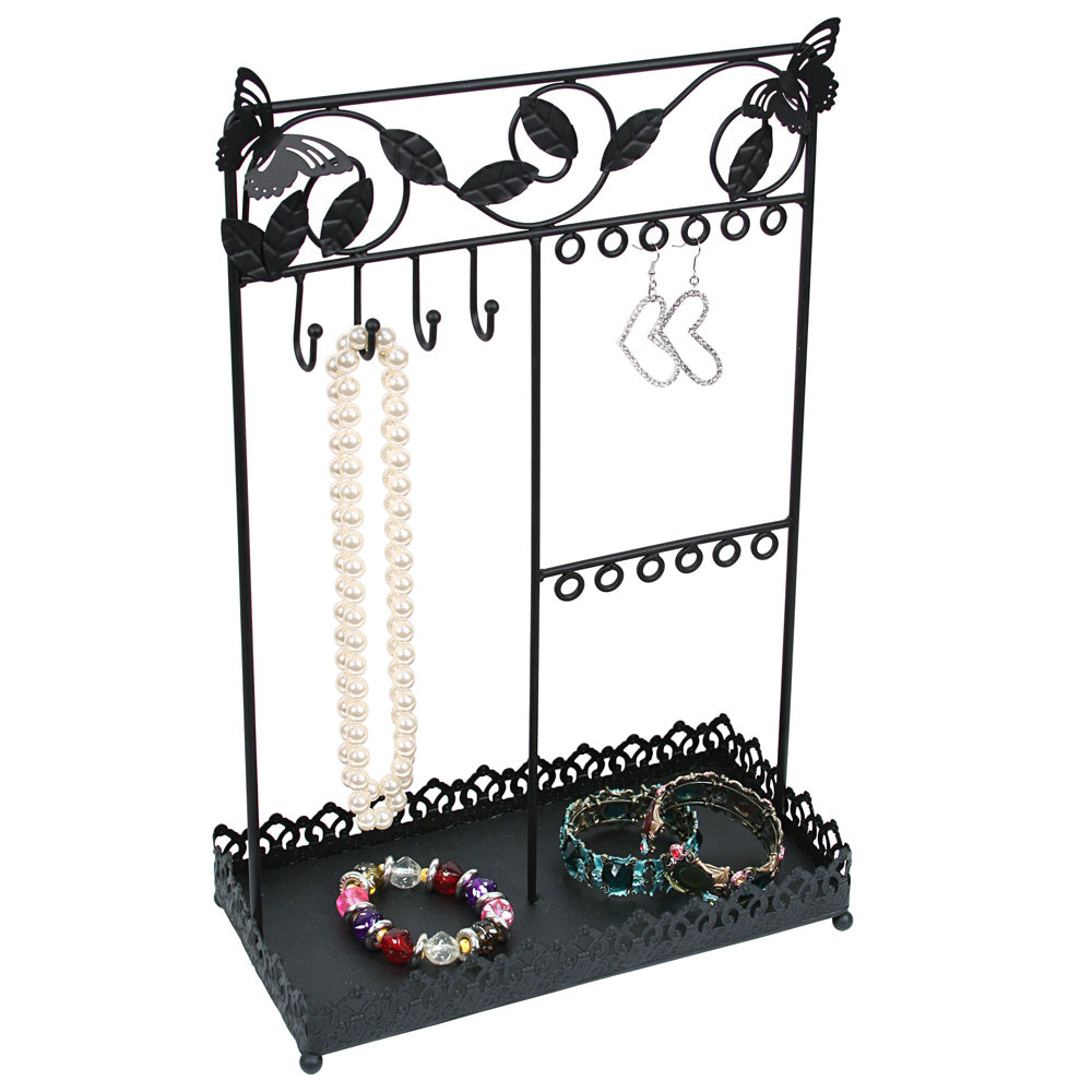 Metal Display w/ Tray — 10 5/8 x 5 1/2 x 16 1/2" H (270 x 140 x 419 mm) — Black