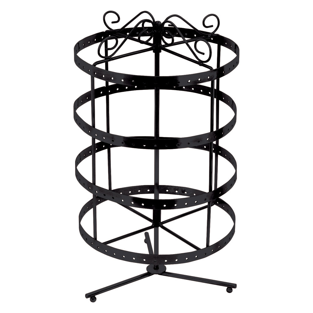 Black Metal Tabletop Spinner — Round, 96 Pr — 7 3/4" Dia. x 14 1/8" H — Black