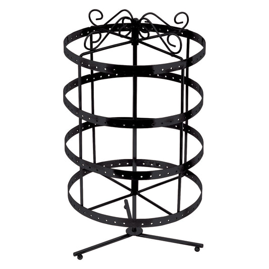 Black Metal Tabletop Spinner — Round, 96 Pr — 7 3/4" Dia. x 14 1/8" H — Black