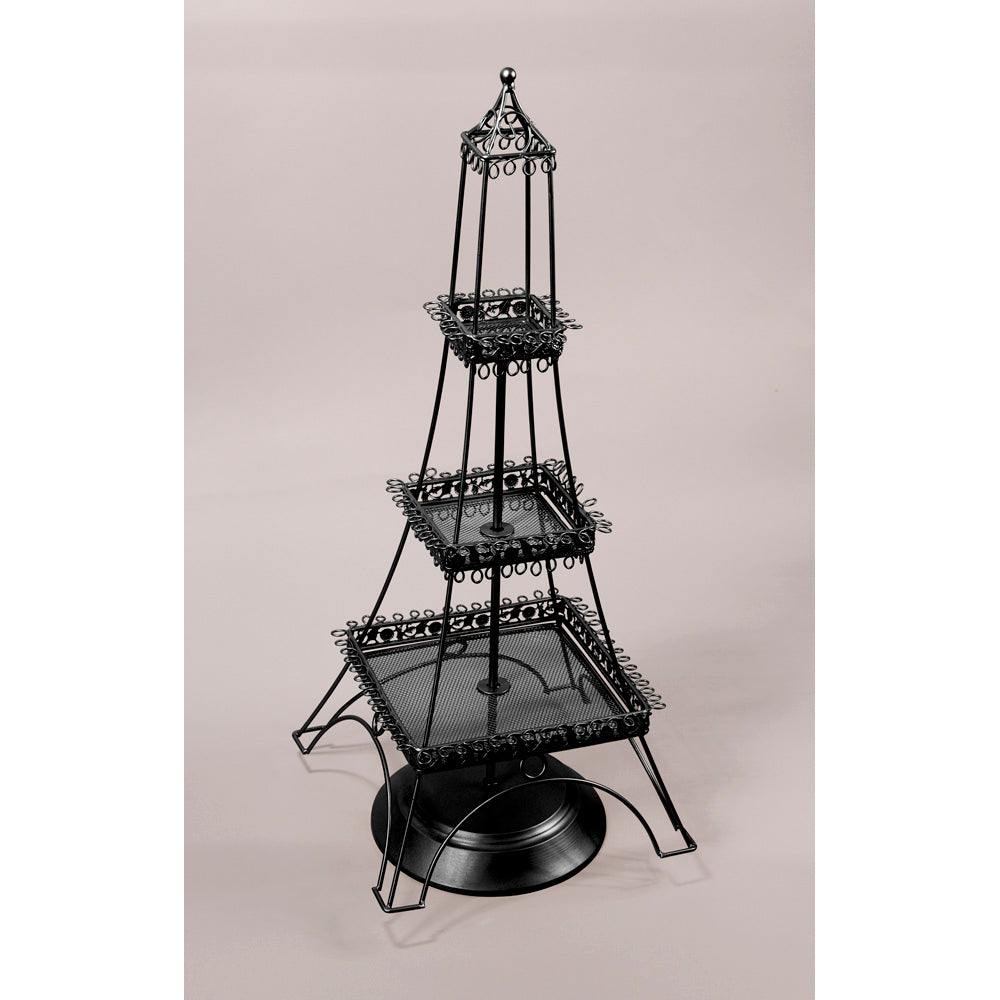 Rotating Earring Metal Rack Displays — 90 Pr — 8 1/4 x 21" H — Black