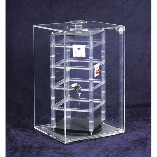 Rotating Acrylic Case for Hanging Earring Card — Holds 32 pcs — 8 7/8 x 8 5/8 x 13 3/4" H — Clear Acrylic