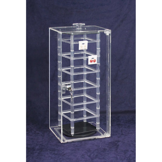 Rotating Acrylic Case for Hanging Earring Card — Holds 48 pcs — 8 1/4 x 8 1/8 x 18 1/2" H — Clear Acrylic