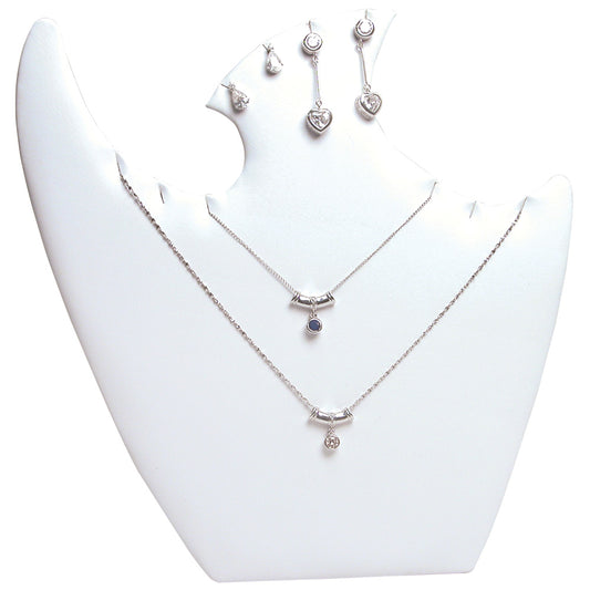 Necklace Display with Easel — 9 3/8 x 9 1/2" H — White Faux Leather