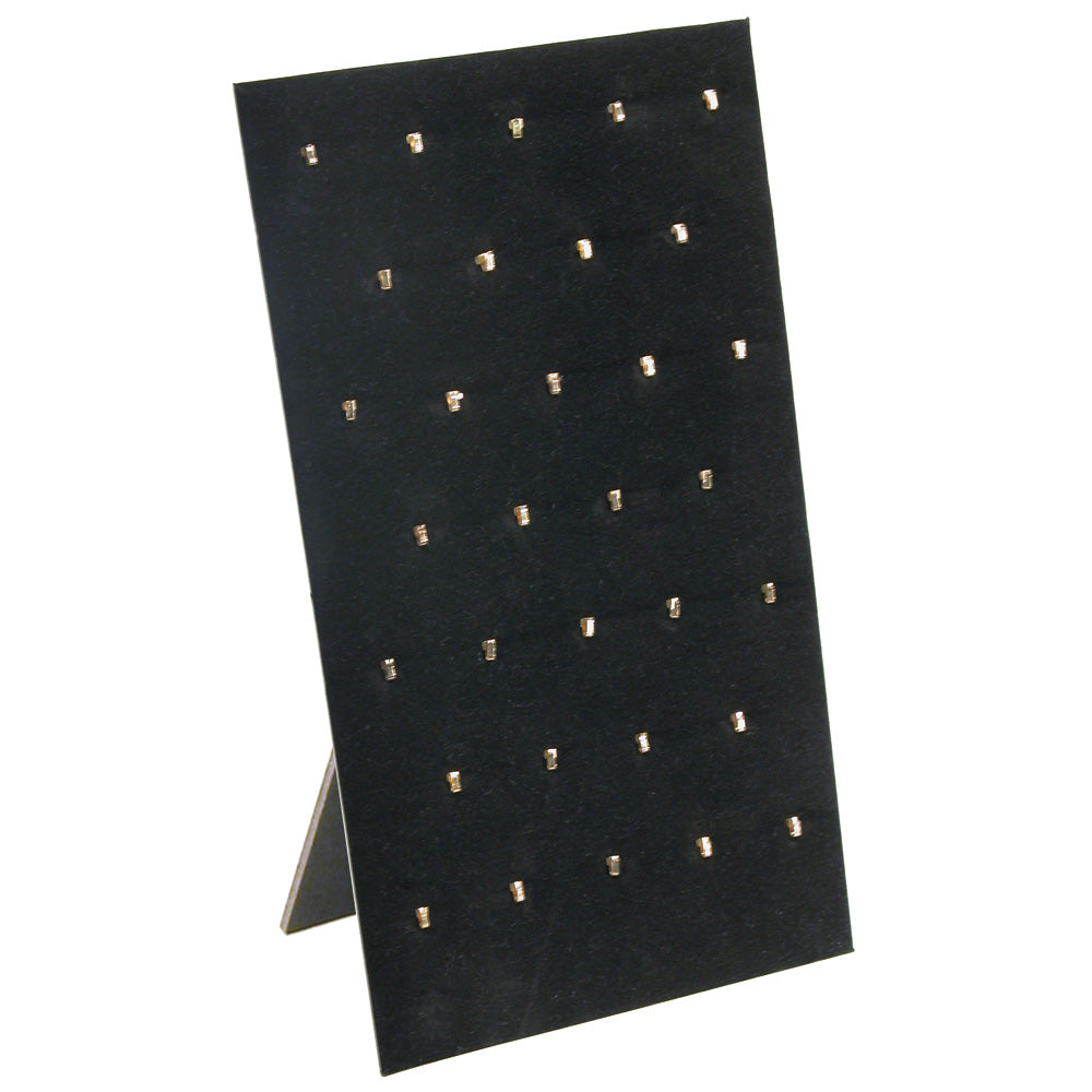 Display Board w/ Easel — 7 5/8 x 14 1/8" H · 32 hooks — Black Faux Leather