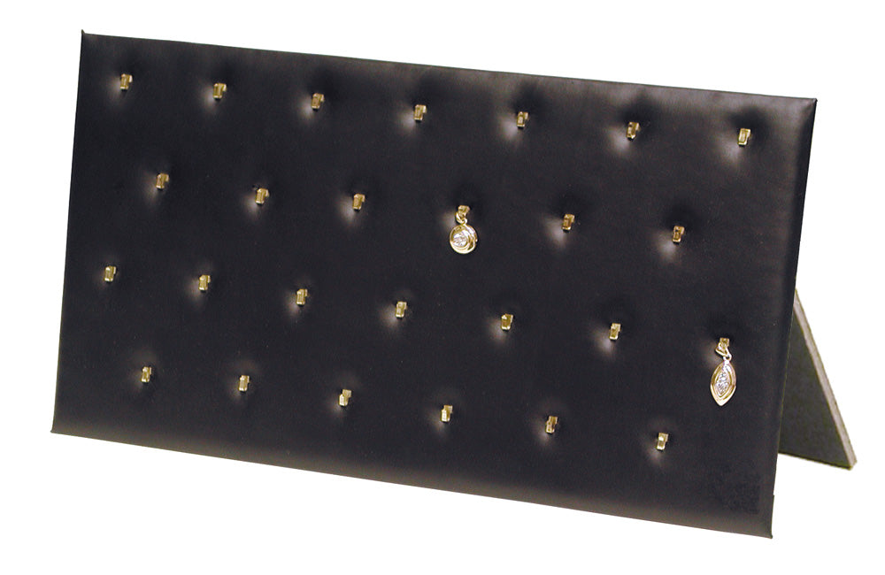 Display Board w/ Easel — 14 1/8 x 7 5/8" H · 26 hooks — Black Faux Leather