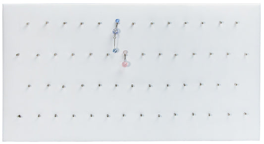 Body Jewelry Pads — 54 Hooks — White Faux Leather