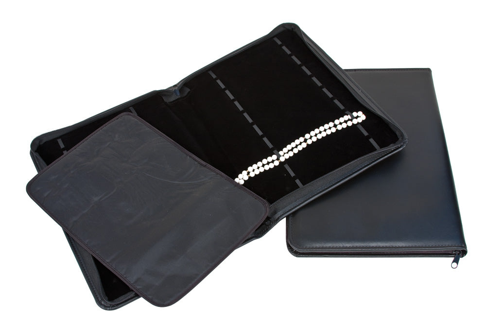 Vinyl Jewelry Rolls — Watch/Bracelet — 14 Sections — Black