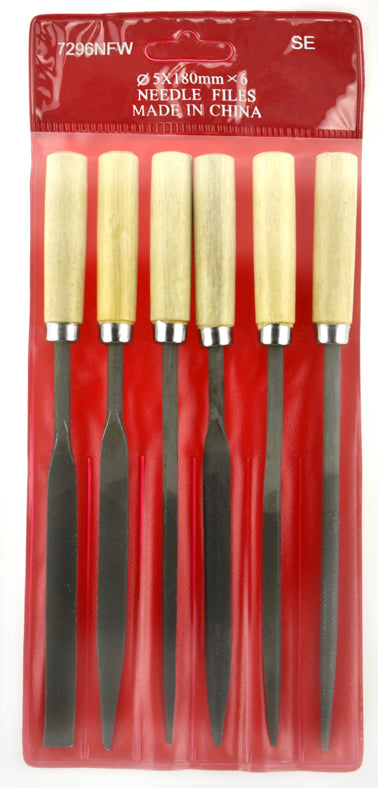 6-piece of 7" Needle File set with wooden handle(5X180MMX6)