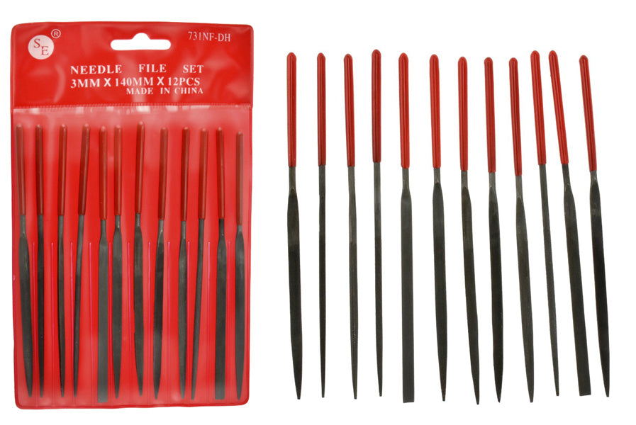 12-Piece Dipped Handle Premium Quality Needle File set (3mmX140mm)