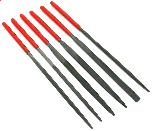 6-piece Premium Quality Dip Handle Needle File Set, Fine Cut (3mm x 140mm)