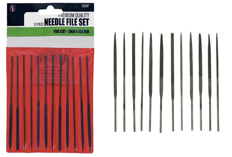 12-Piece Premium Quality Fine Cut Needle File Set (2mmx100mm)