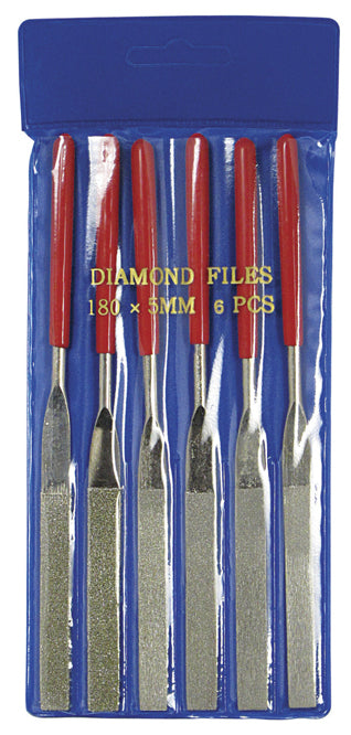 Juego de 6 limas de diamante planas de 7" (180 mm x 5 mm) con mango sumergido y granos variados: 40, 80, 150, 240, 400 y 600