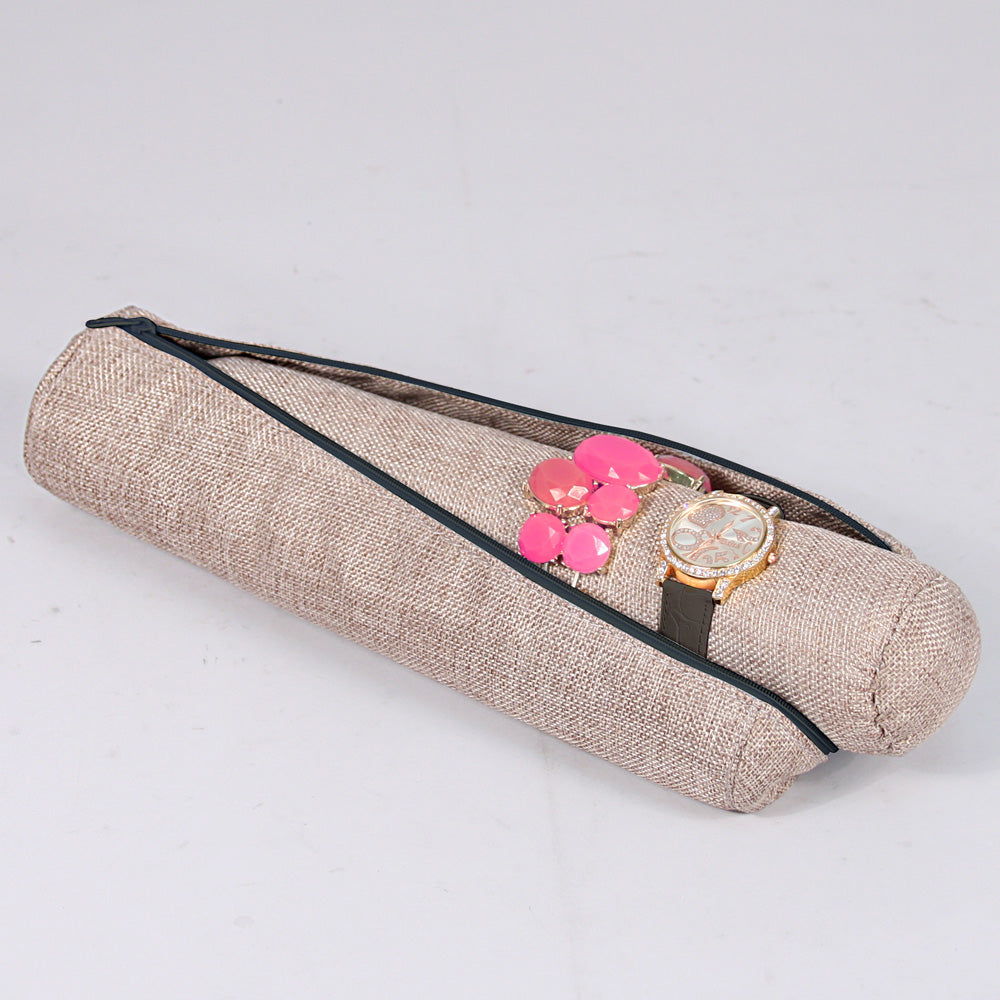 Jewelry Roll w/ Zipper Pouch — Burlap