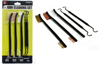 7"/5Pc Gun Rifle Pistol Cleaning Set (3 Brushes+2 Double Ended Picks)