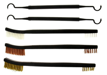 7"/5Pc Gun Rifle Pistol Cleaning Set (3 Brushes+2 Double Ended Picks)