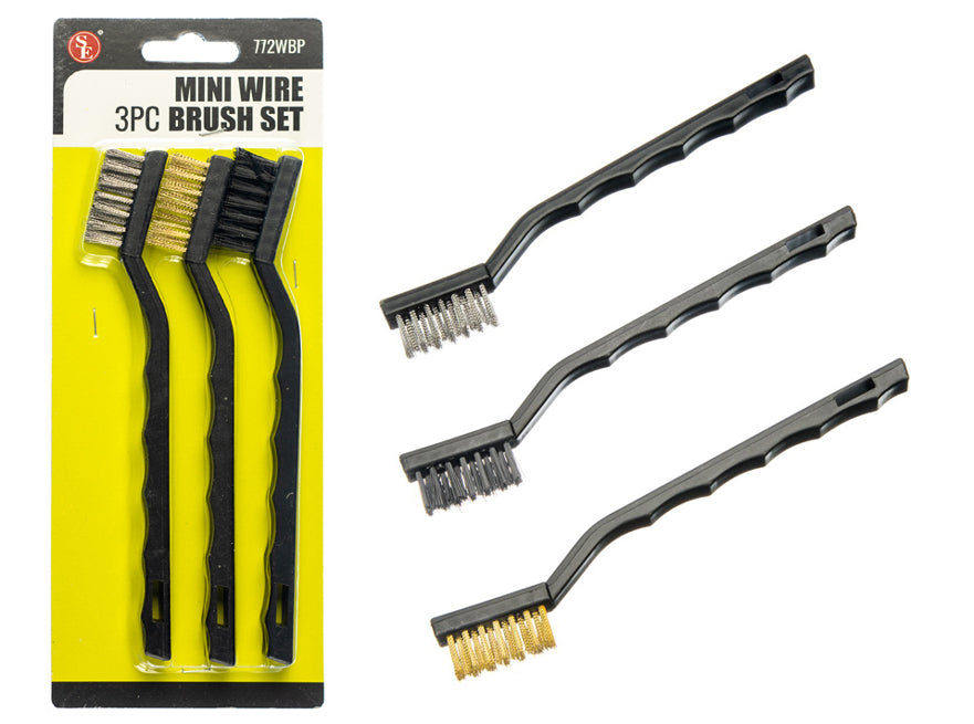 7" Plastic Handle Mini Wire Brush Brass Bristle