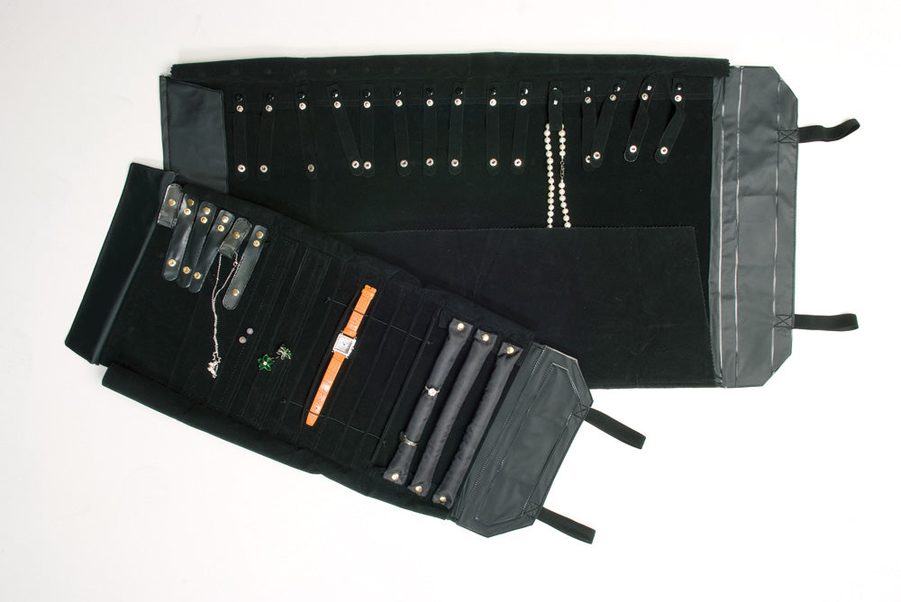 Vinyl Jewelry Rolls — Ring — 12 Tubes — Black