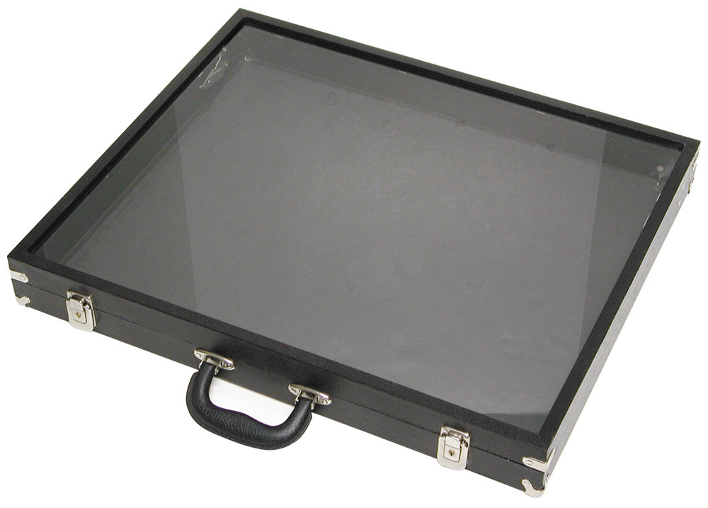 Single-Side Cases With Glass Top — Medium — 24 x 20 x 3" H (61 x 51 x 8cm) — Black