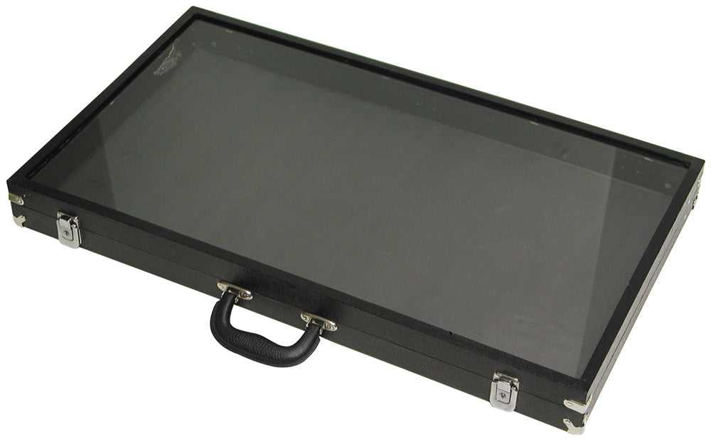 Single-Side Cases With Glass Top — Large — 30 x 17 1/2 x 3" H (76 x 45 x 8cm) — Black