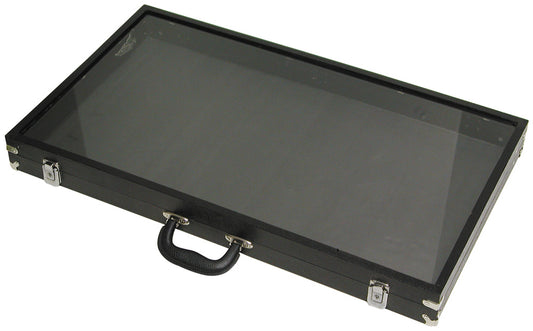 Single-Side Cases With Glass Top — Large — 30 x 17 1/2 x 3" H — Black