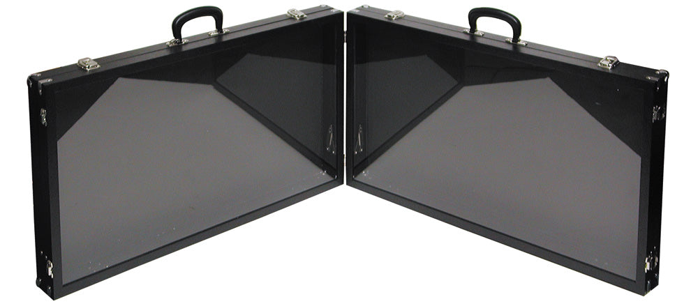 Glass-Top Double-Sided Cases — Large — 30 x 17 1/2 x 3" H/side (76 x 45 x 8cm) — Black