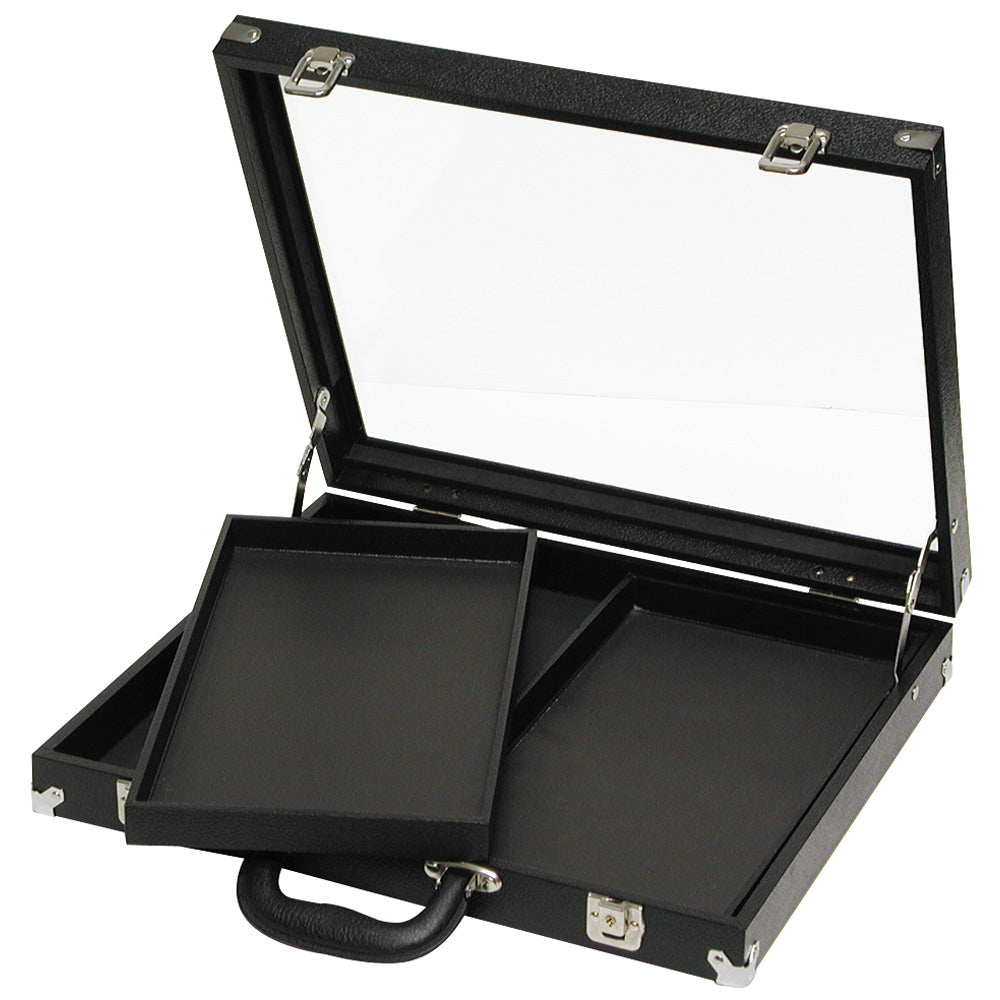 Glass-Top Display Case — Black
