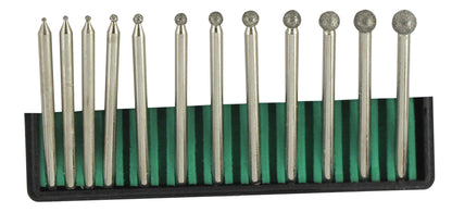 12-piece High Quality Ball Round Head Diameter Bur Set: Grit 150, Assorted Head Sizes: 1/32"-1/4"