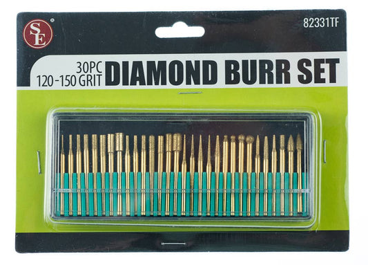 30-piece Titanium Coated Assorted Diamond Bur Set: Grit 120-150