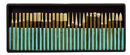 30-piece Titanium Coated Assorted Diamond Bur Set: Grit 120-150