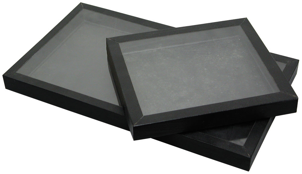 Acrylic Top Lid Cases — Half-Size — 8 3/4 x 7 3/4 x 1 1/4" H (22 x 20 x 3cm) — Black
