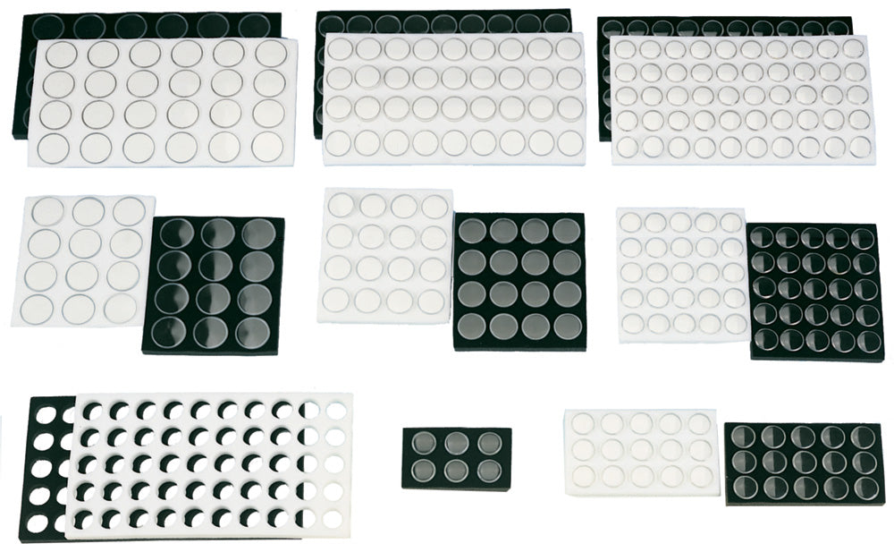 Round Gem Jar Foam Liners — 50 Small Jars — 14 1/2 x 7 7/8 x 3/4" H — Black Foam