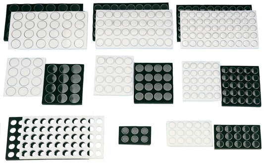 Round Gem Jar Foam Liners — 50 Small Jars — Black Foam