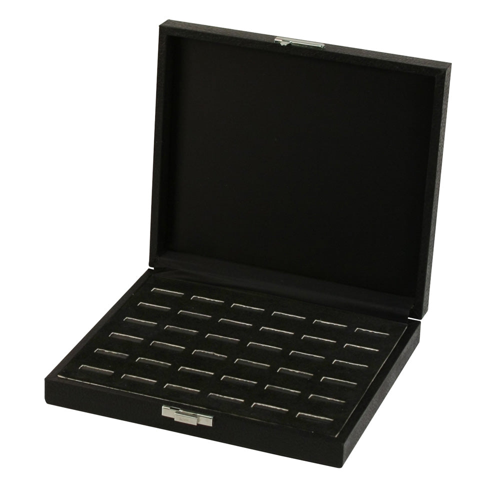 Slot Ring Tray Cases — 36-Ring Case — 8 1/4 x 7 3/8 x 1 5/8" H (211 x 186 x 42mm) — Black