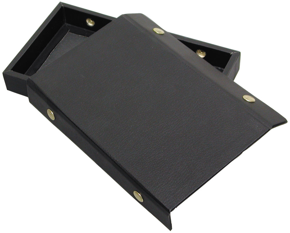 Black Leatherette Cases — F. 6 x 3 3/4 x 1 1/8" (15.2 x 9.5 x 3cm) — Detachable Lid — Snap-Close