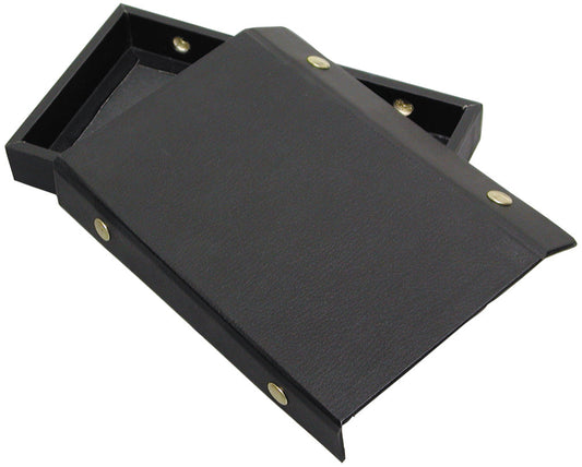 Black Leatherette Cases — I. 14 3/4 x 8 1/4 x 1 1/8" (37.5 x 21 x 3cm) — Detachable Lid — Snap-Close