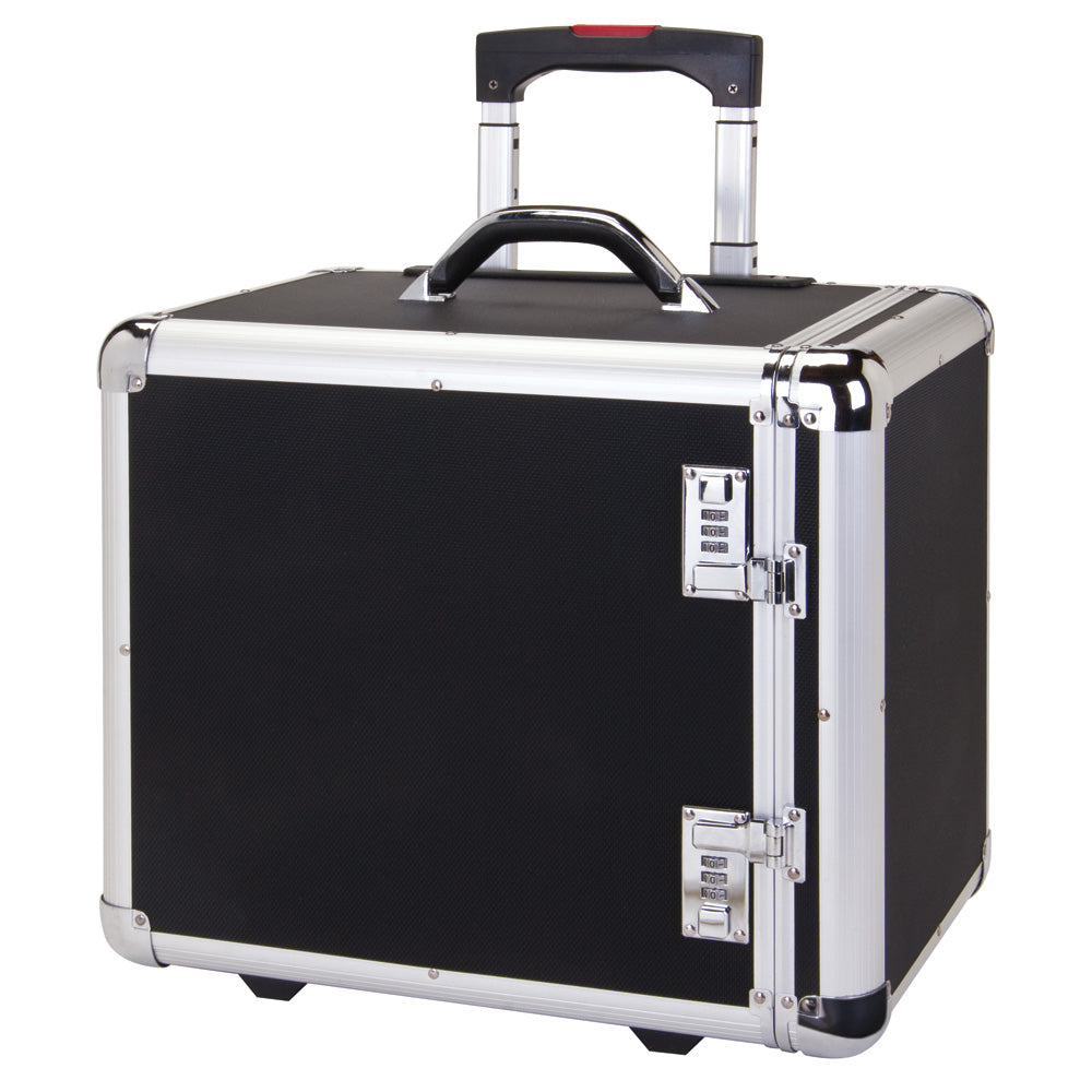 Heavy Duty Rolling Cases — Holds 12 pcs of 1" H trays — Black Panel