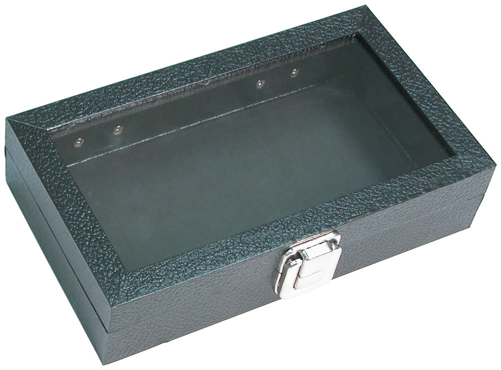 Metal Clasps Lid Cases — B. 8 1/8 x 4 3/4 x 2" (21 x 12 x 5cm) — Glass Top