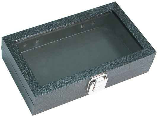 Metal Clasps Lid Cases — B. 8 1/8 x 4 3/4 x 2" — Glass Top