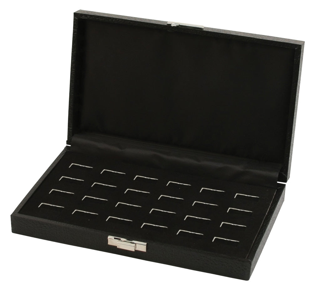 Slot Ring Tray Cases — 24-Ring Case — 8 3/4 x 5 1/4 x 1 5/8" H (222 x 132 x 42mm) — Black