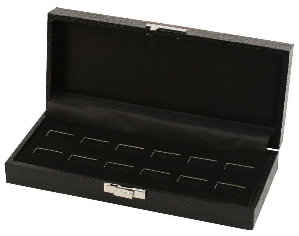 Slot Ring Tray Cases — 12-Ring Case — 8 1/4 x 3 1/2 x 1 5/8" H (212 x 89 x 42mm) — Black
