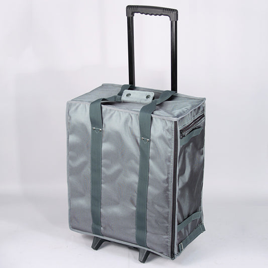 Sky Grey & Premium Black Fabric Soft Carrying Cases — Large Rolling Case w/ Handle — holds 17 pcs of 1" H trays — 16 x 9 x 19" H — Sky Grey