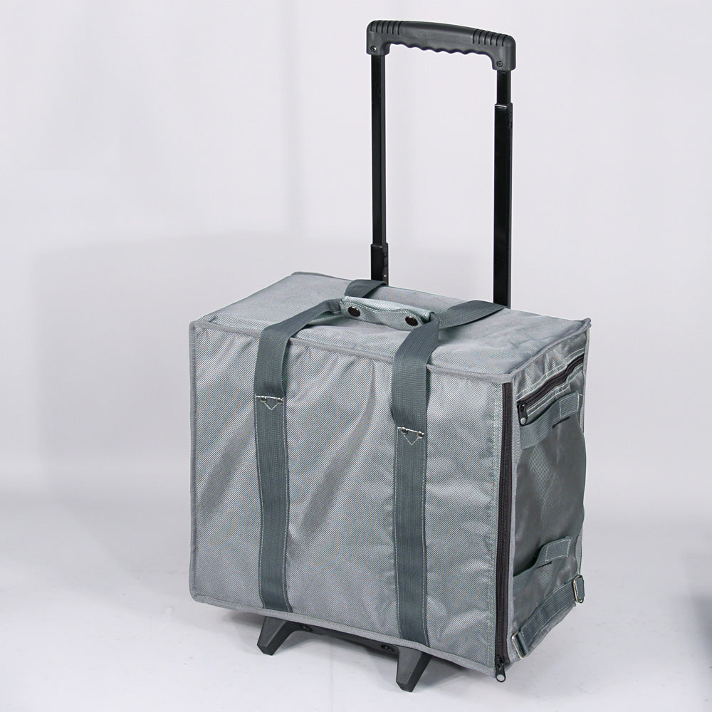 Sky Grey & Premium Black Fabric Soft Carrying Cases — Large Carrying Case — holds 17 pcs of 1" H trays — 16 x 9 x 19" H — Sky Grey