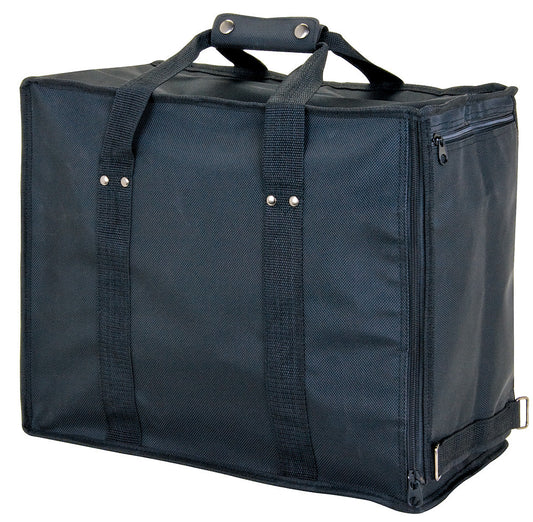 Sky Grey & Premium Black Fabric Soft Carrying Cases — Large Rolling Case w/ Handle — holds 17 pcs of 1" H trays — 16 x 9 x 19" H (41 x 23 x 48cm) — Premium Black