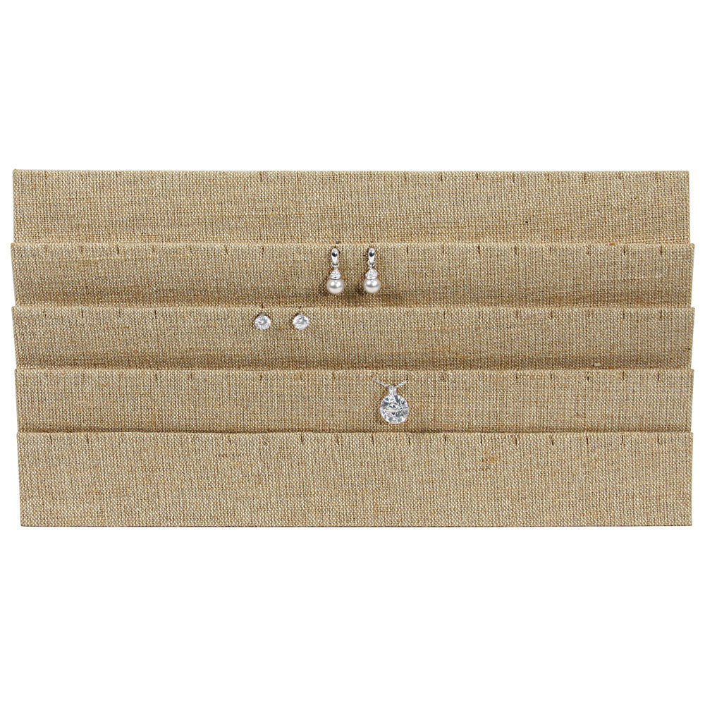 Burlap Tray Insert Pads — 45-Pr. Earring — full size 14 1/8 x 7 5/8" (360 x 195mm) — Burlap
