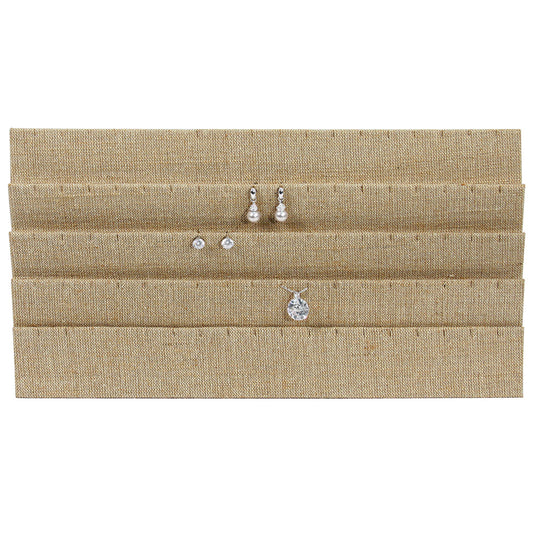 Burlap Tray Insert Pads — 45-Pr. Earring — full size 14 1/8 x 7 5/8" — Burlap