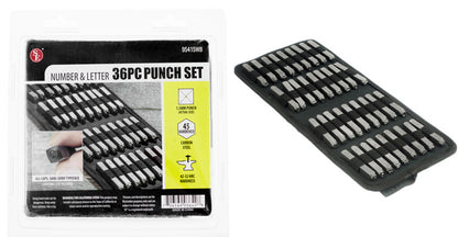 36Pc - Number & Letter Punch Set in Canvas Storage Pouch