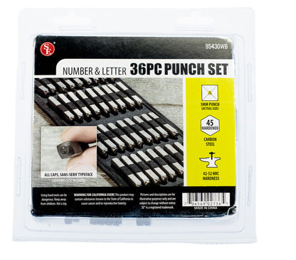 36Pc - Number & Letter Punch Set in Canvas Storage Pouch