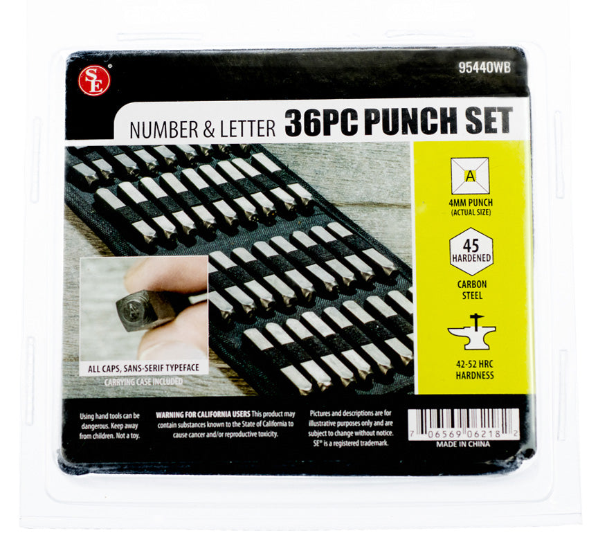 36Pc - Number & Letter Punch Set in Canvas Storage Pouch